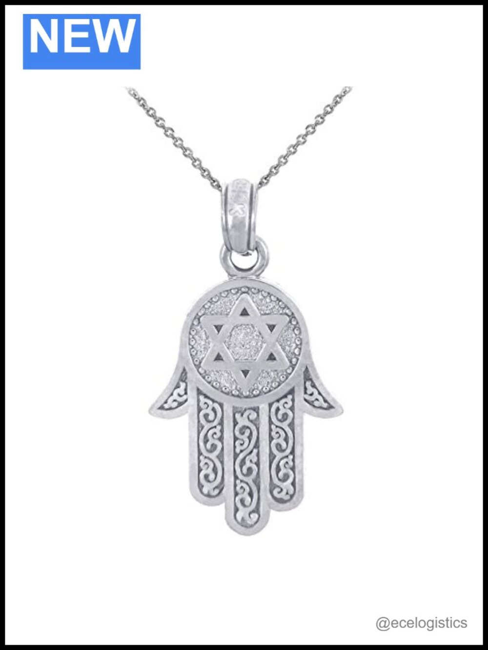 Star of David Hamsa Hand Pendant Necklace 925 Sterling Silver
